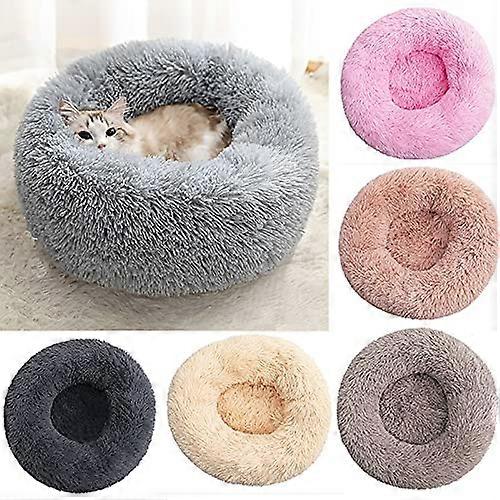 Soft Pet Bed Kennel Dog Round Cat Winter Sleeping Bag Long Plush Cushion Mat Portable Accessories Red 70cm for Cats and Dogs Up to 15kg