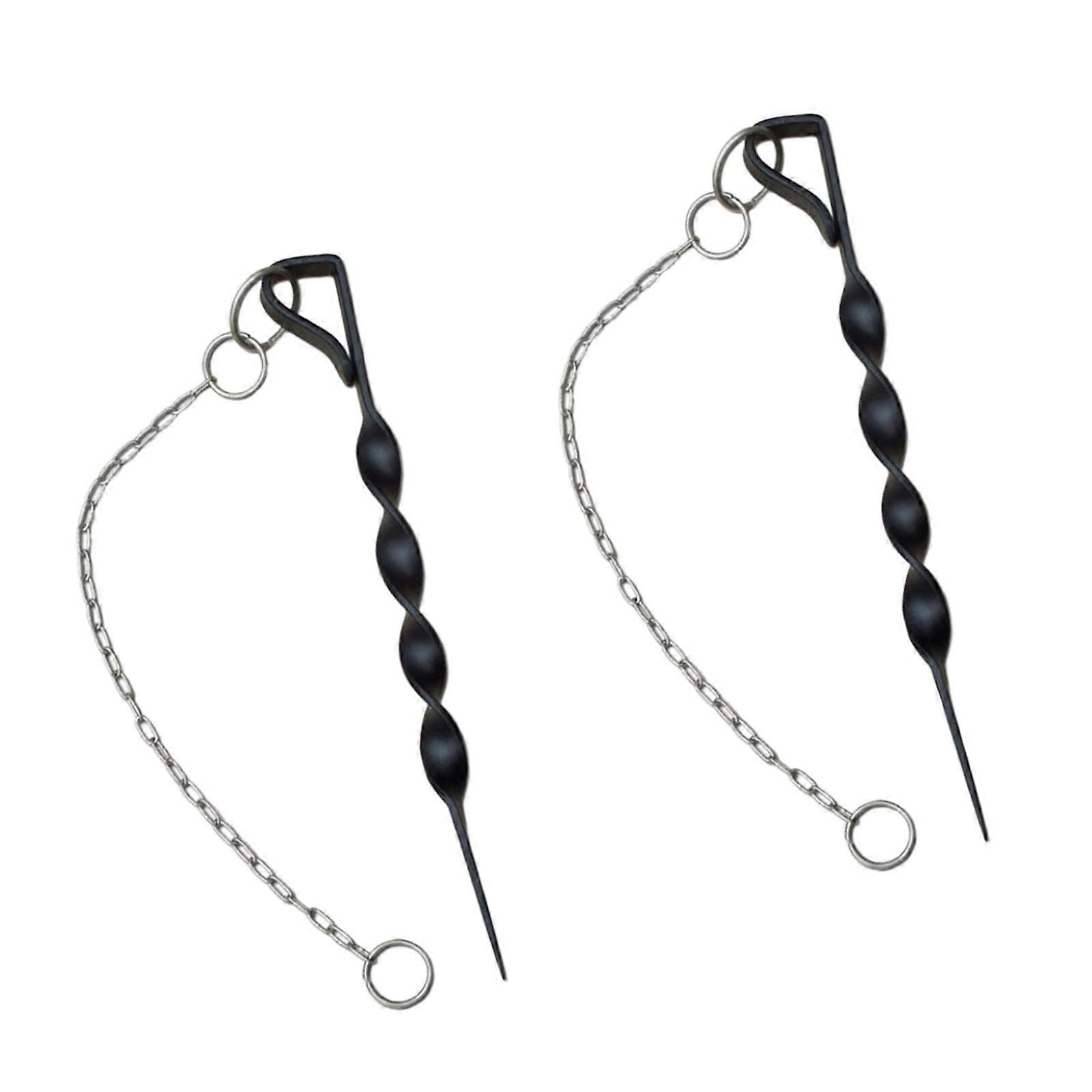 High Strength Iron Garden Anchors Helical Ground Stakes With Weatherproof Coating Secure Rain Chain Installation 1 Pair Multicolor