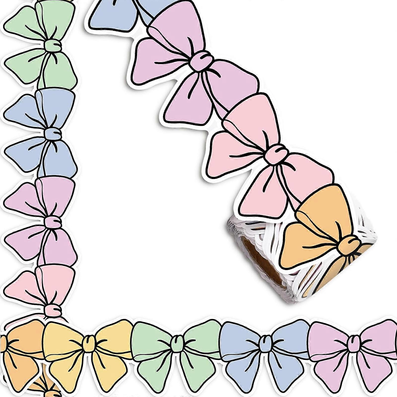 10m Colorful Bows Classroom Borders Back-to-School Bulletin Board Trim Decorations Bowknot Bulletin Board Borders Multicolor