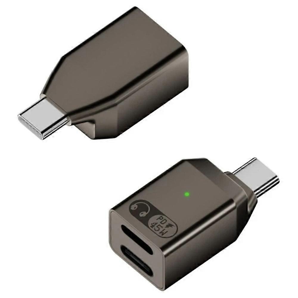 For iPhone 16 / 15 Type-C to iP + Type-C PD 45W Fast Charging HiFi Sound Headphone Adapter