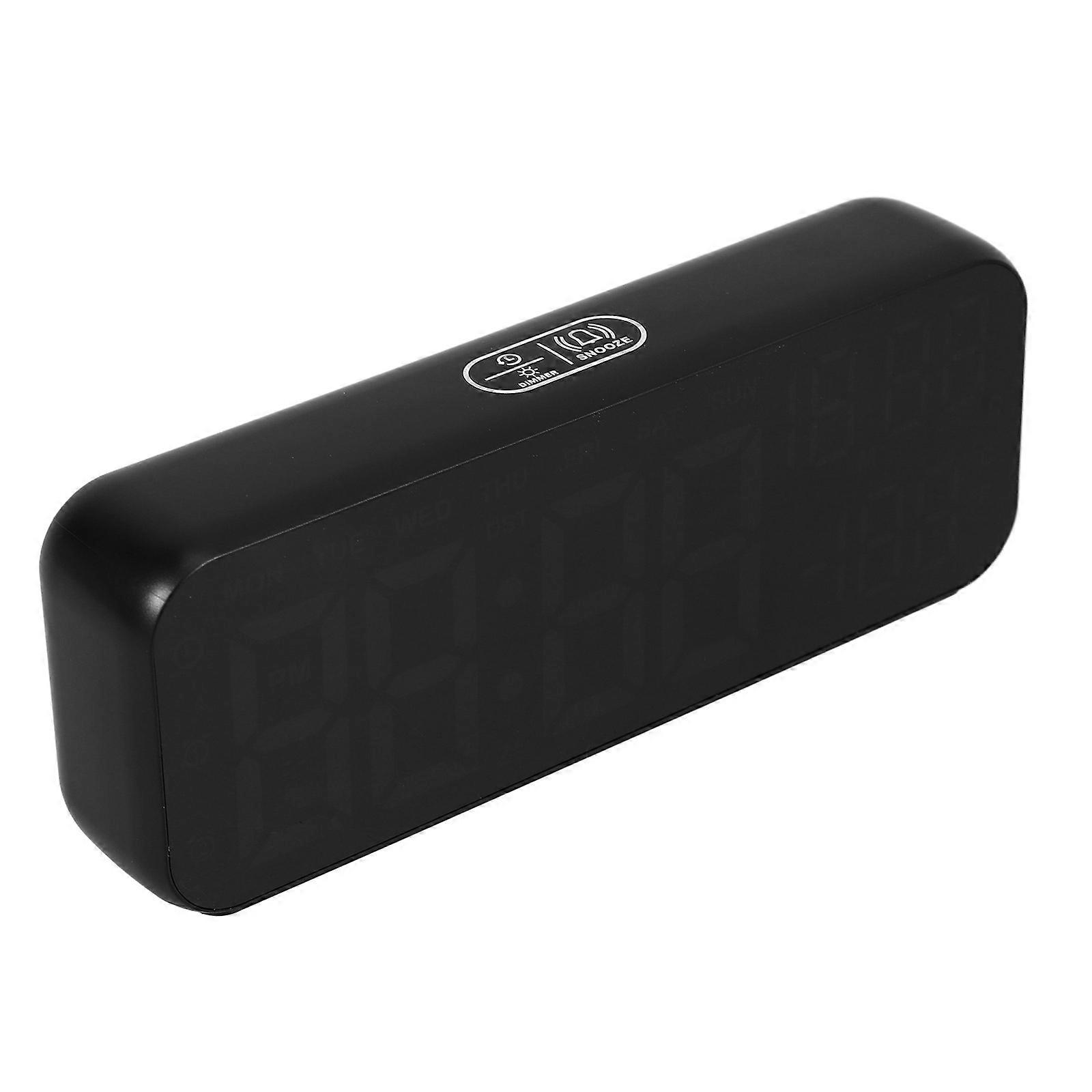 Black Plastic Desk Clock with Thermometer and Brightness Adjustment for Home Use Small LED Digital