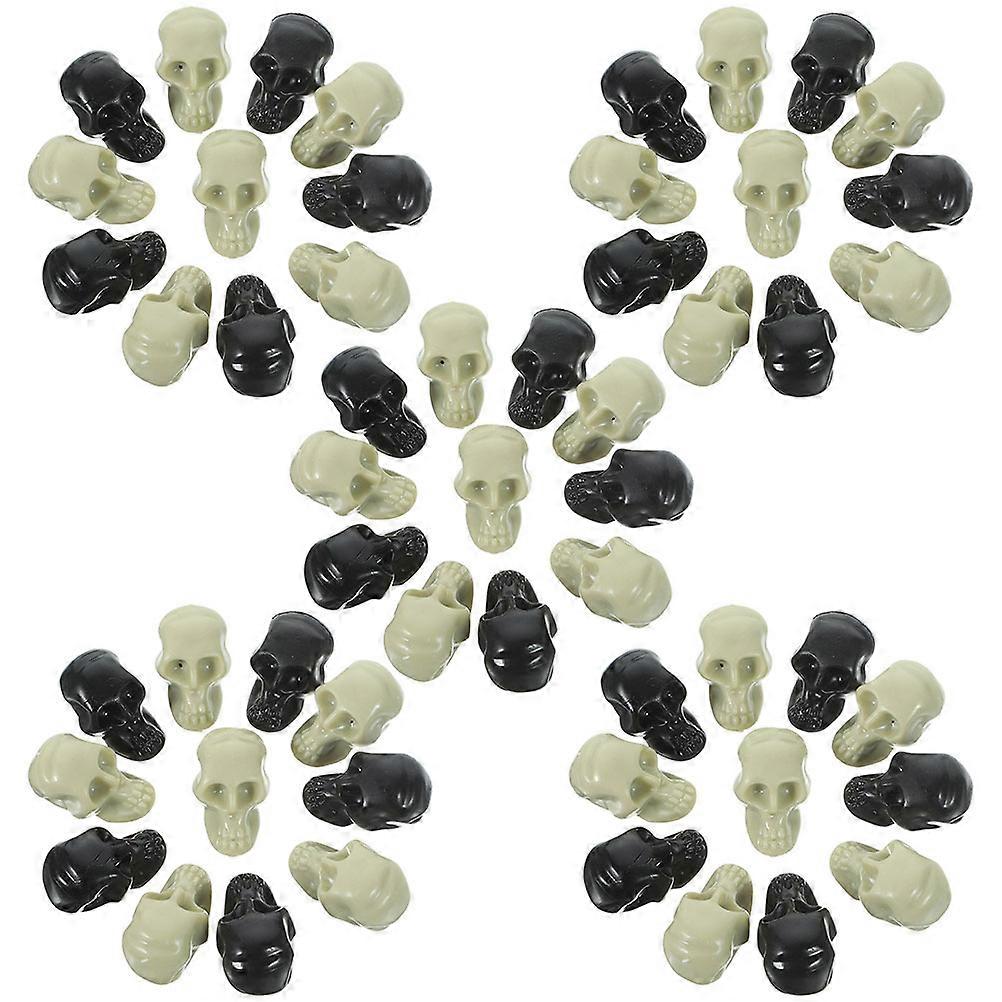 Small Halloween Skull Mini Plastic Skull Heads Party Decoration For Halloween Party Black 2.6X1.5X1.5CM 100Pcs