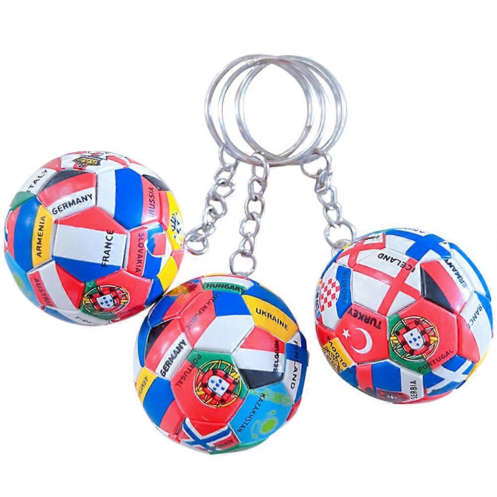 3pcs Soccer Keychains with International Flags – Lightweight Football Party Favors for Sports Events, Perfect for Boys and Soccer Fans