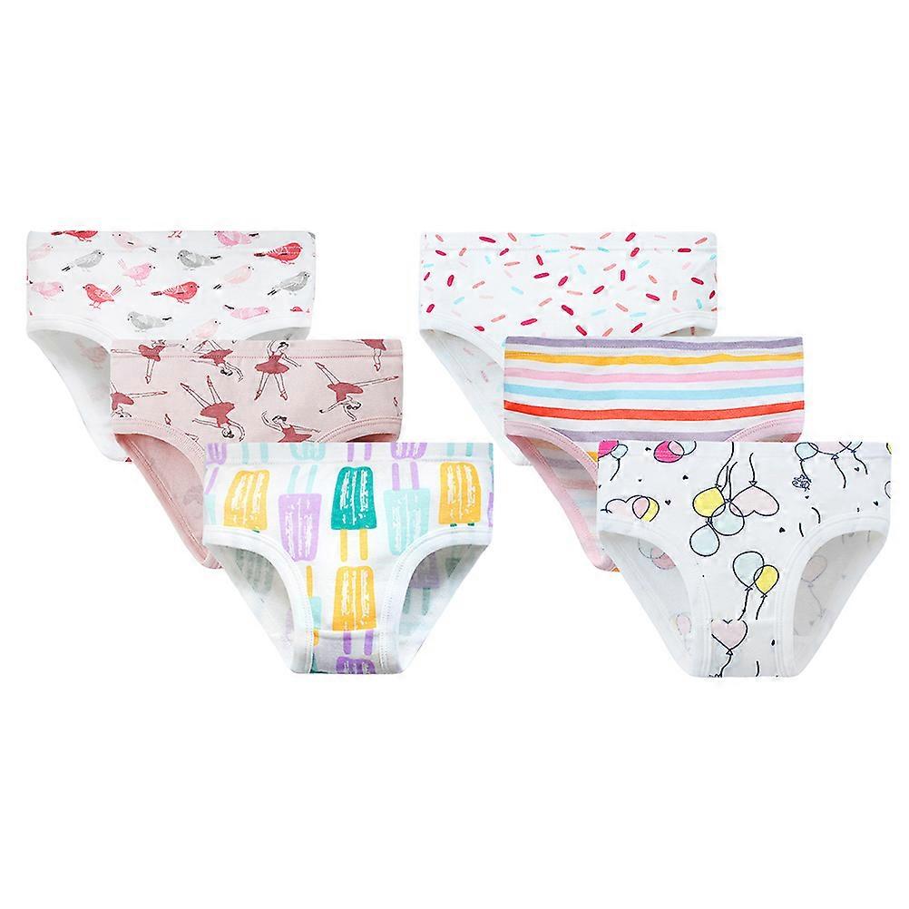 Little Girls Cartoon Style Breathable Briefs Baby Triangle Pants 6Set