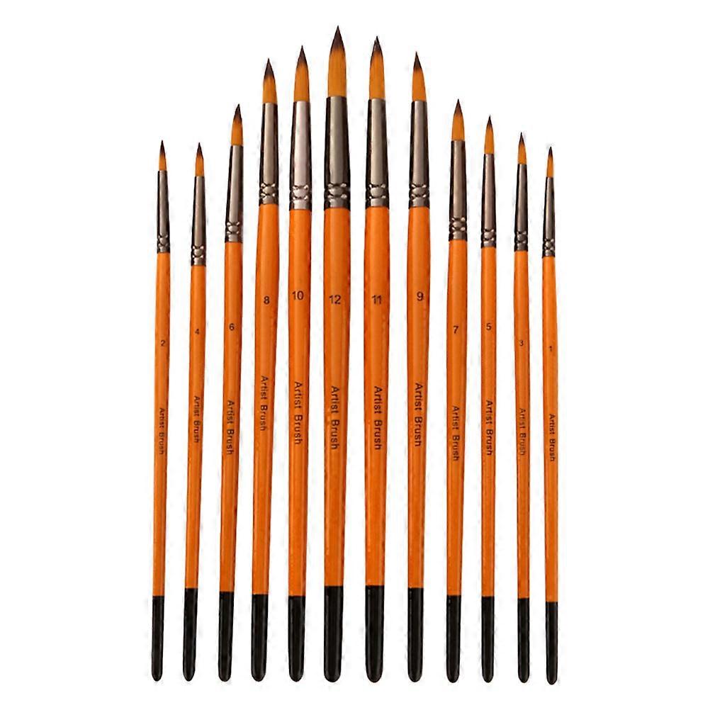Assorted Color Painting Brushes with Composite Material and Aluminum for Art 12Pcs