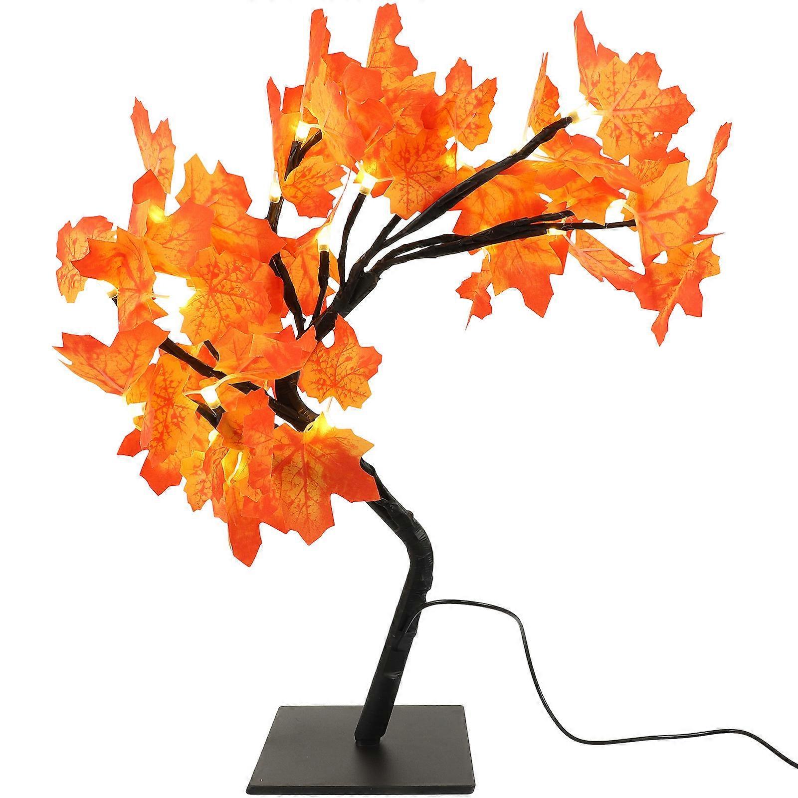 Lighted Trees Faux Tree Maple Shape Table Top Decoration Usb Powered Red Color 33X16X6CM 1Set