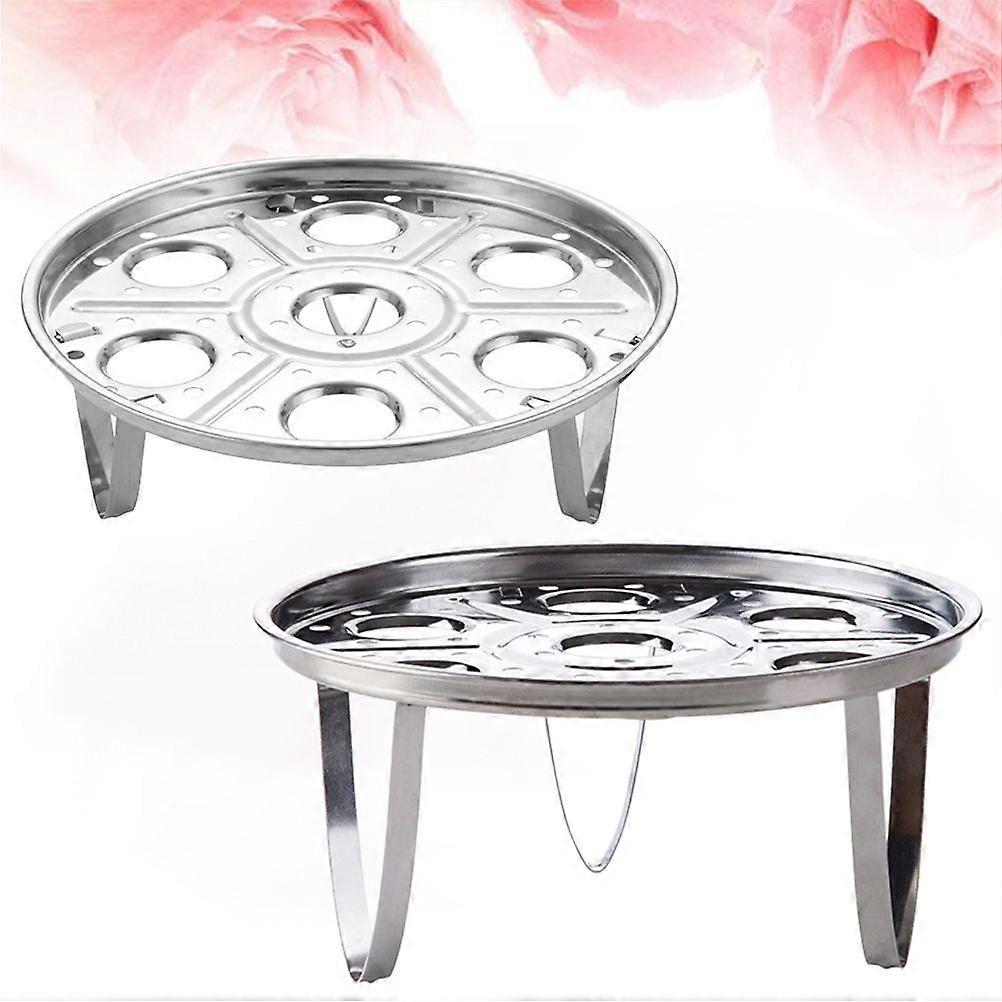 2PCS Stainless Steel Egg Steamer Rack Plate Stackable Round Steaming Stand for Home Kitchen Cooking
