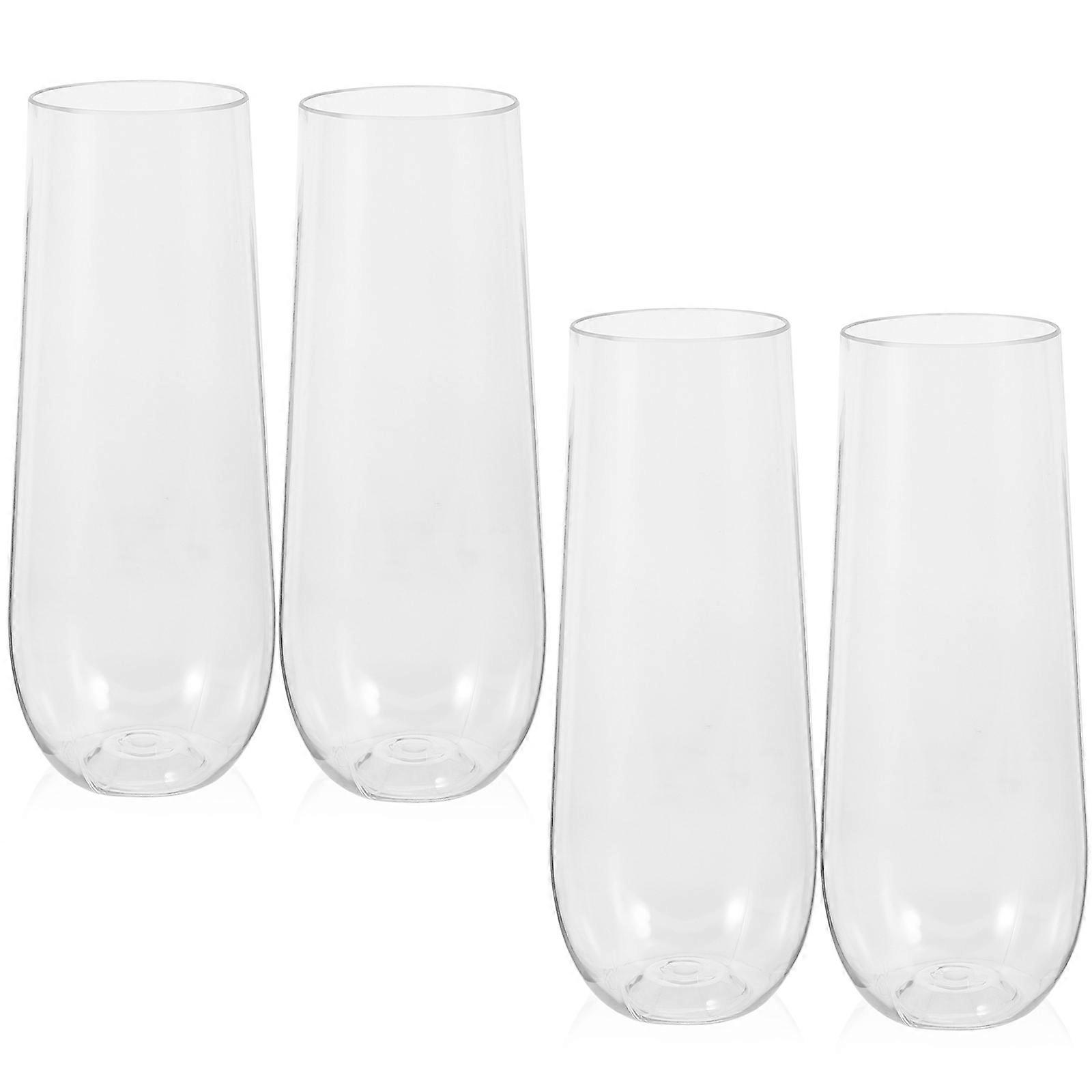 Plastic Wine Glasses with Clear Design for Storage Simple Elegant Appearance Fits Beverages 4Pcs