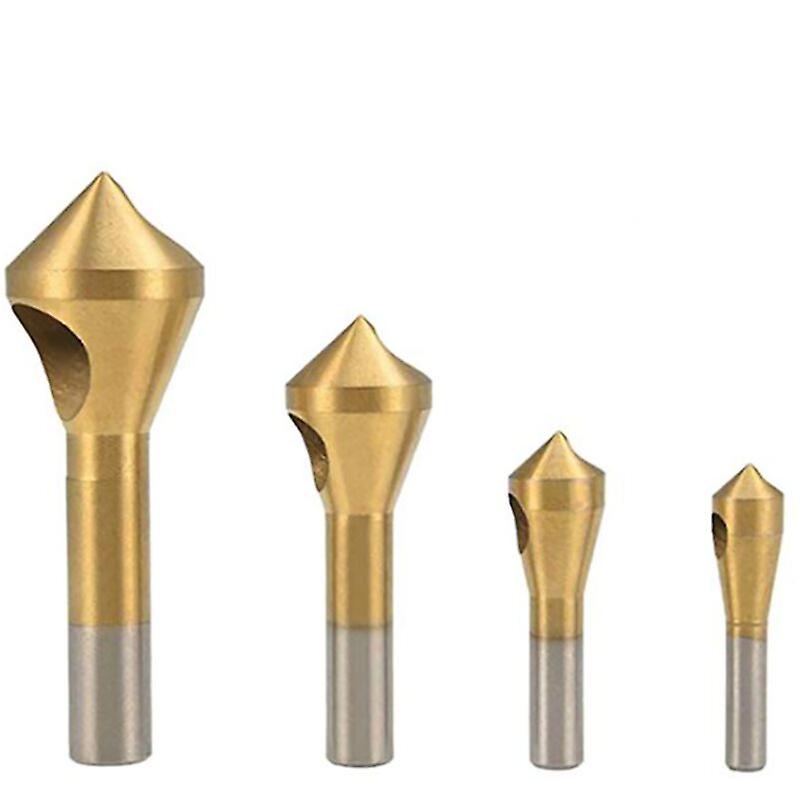 4pcs Oblique Hole Chamfering Tool 90 Degree Angle Single Hole Deburring Round Shank Drill Countersink High Speed ​​Steel Chamfering Tool