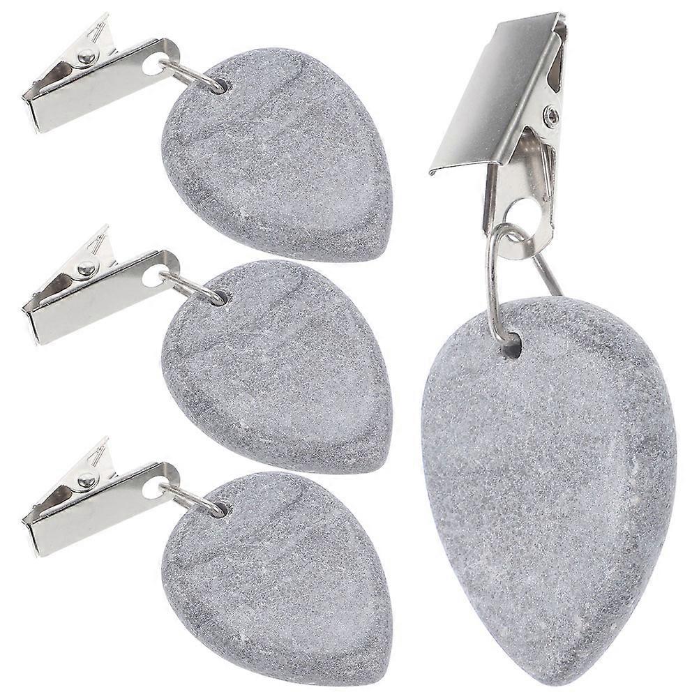 Marble Tablecloth Weights with Clips for Home 12Pcs Grey Stone Weights