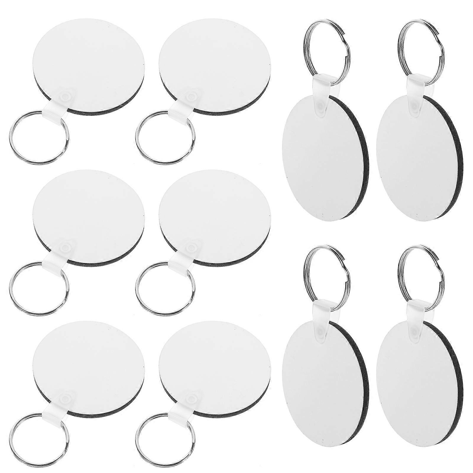 Durable Sublimation Keychain Blanks for DIY Crafts with White Density Board and Metal 10Pcs