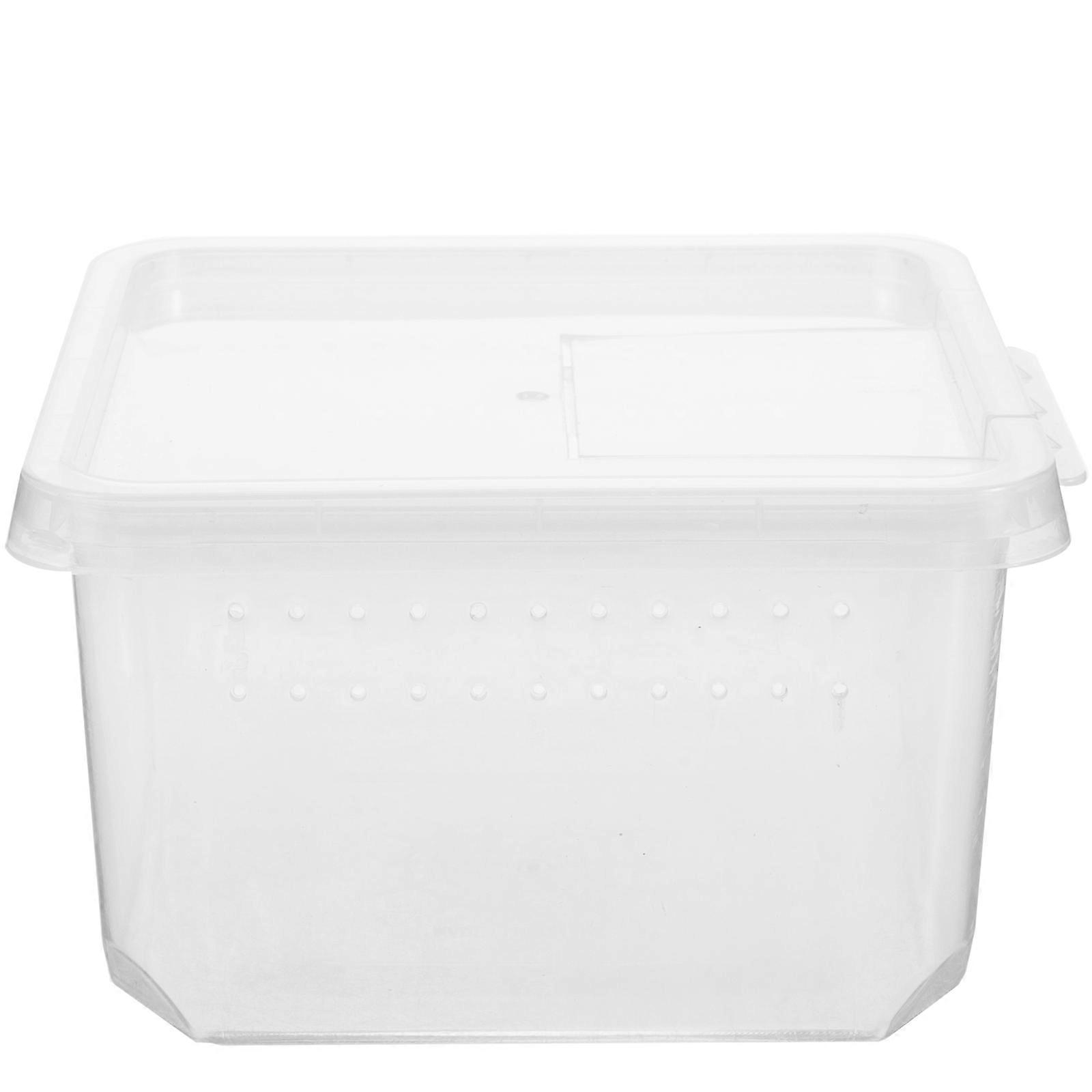 Transparente Reptilienfütterungsbox mit Fluchtpräventionsdesign, wiederverwendbarer wetterfester Terrarienbehälter für Spinnen, Eidechsen, Schildkröten, Frösche,