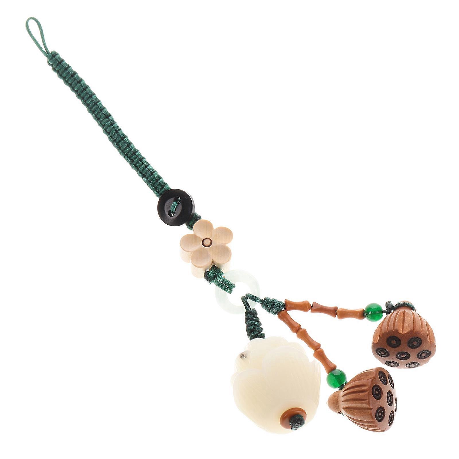 Wooden Lotus Keychain for Automobile Decoration Assorted Color PHONE KEYCHAIN Pendant