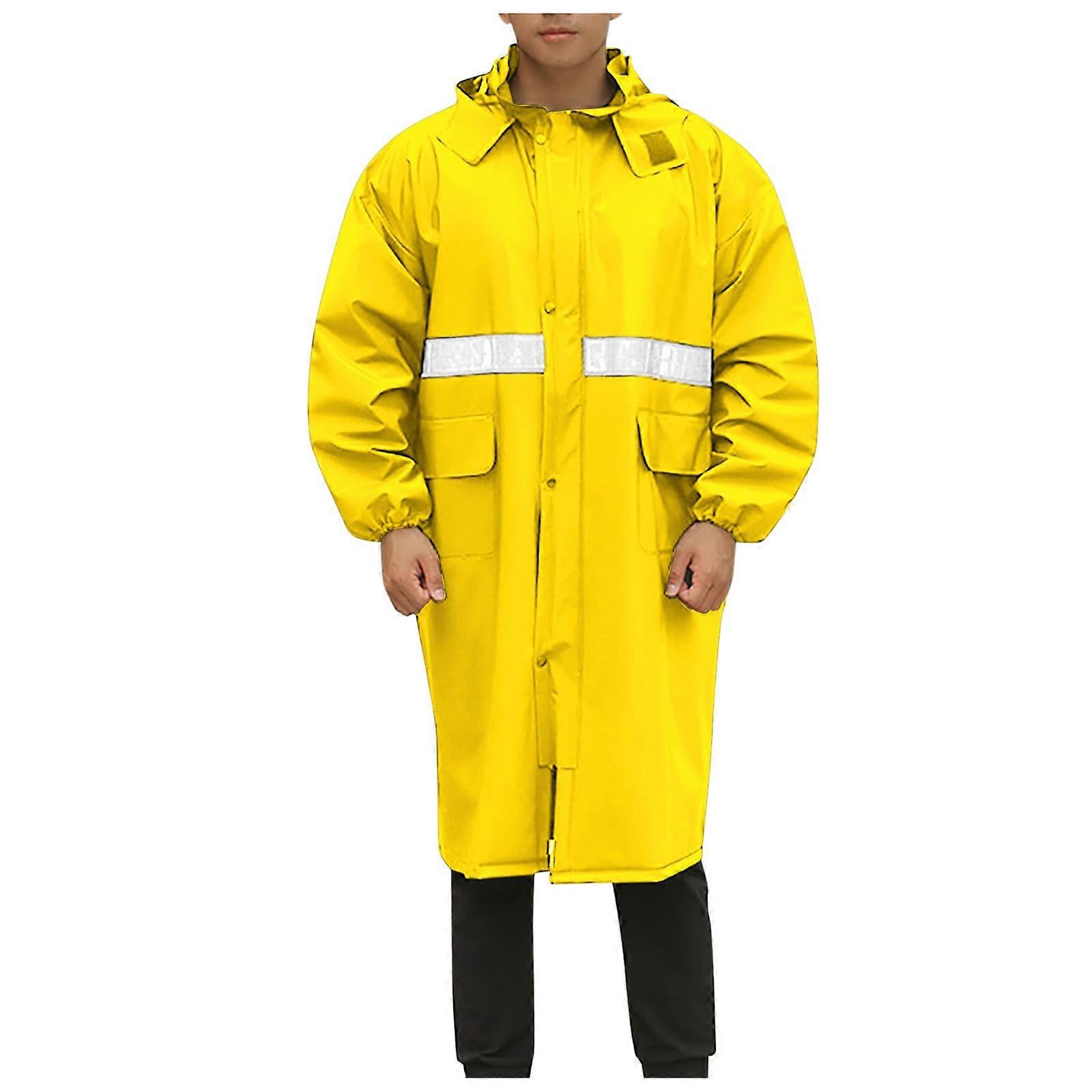 Raincoat Rain Poncho for Men Women Reusable Waterproof with Reflective Strips Yellow 4XL