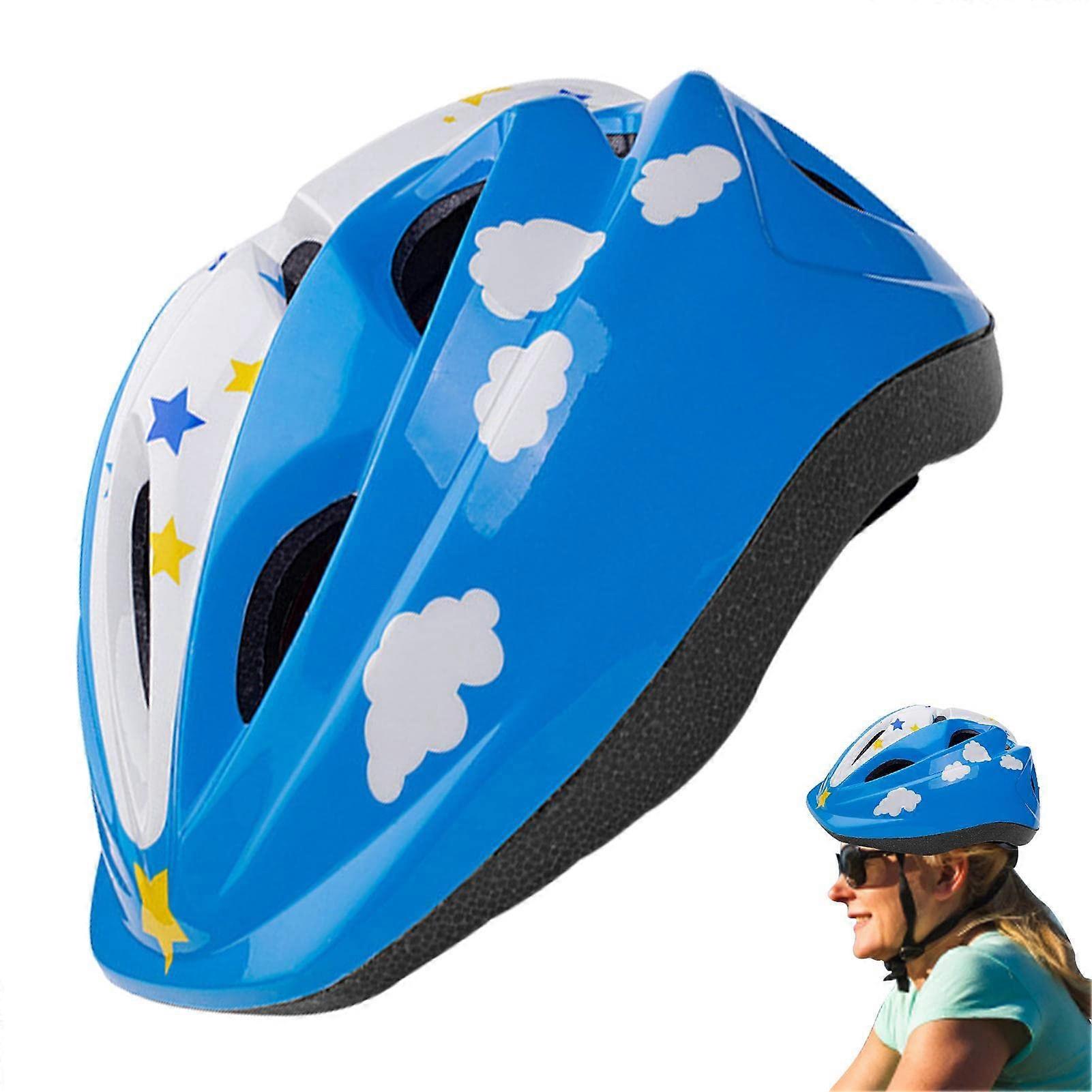 Leichte Multisport-Fahrradhelme für Kinder, Jungen, Mädchen, Kleinkinder Blau Weiß