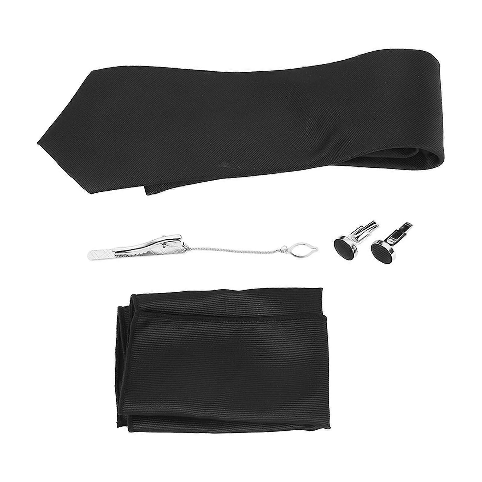 Men Tie Set Elegant Textured Timeless Neck Tie Set for Business Wedding with Cufflinks Tie Clip