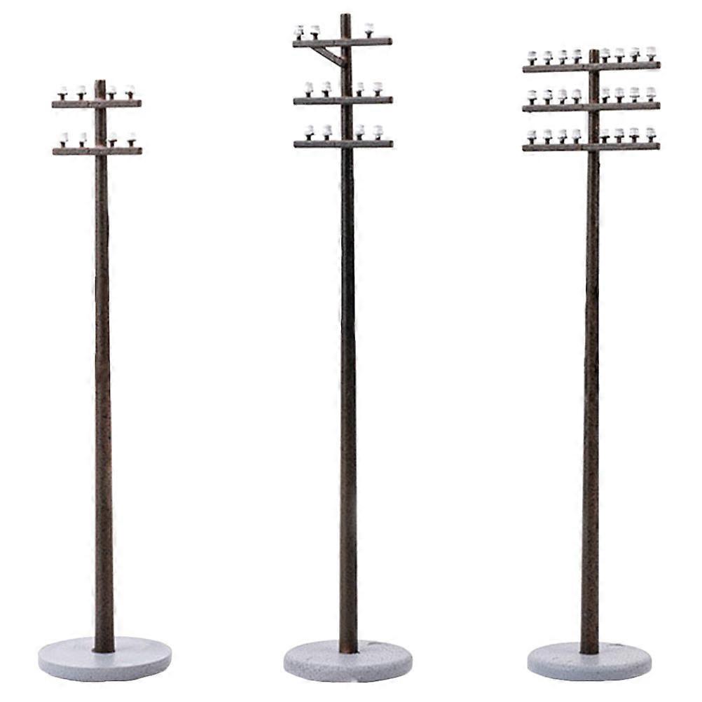 3pcs Train Construction Sand Table Scene Accessories DIY Telegraph Poles Set
