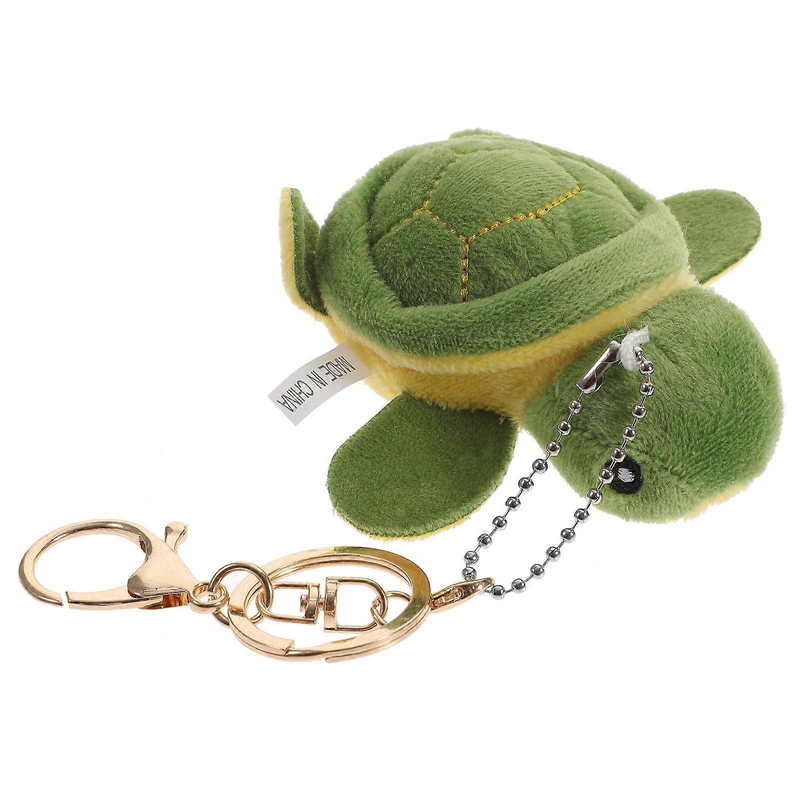 Stuffed Turtle Keychain Golden 9x9x3cm Holding Keys Bag Hanging Ornament Soft Stuffed Toy 1Pcs