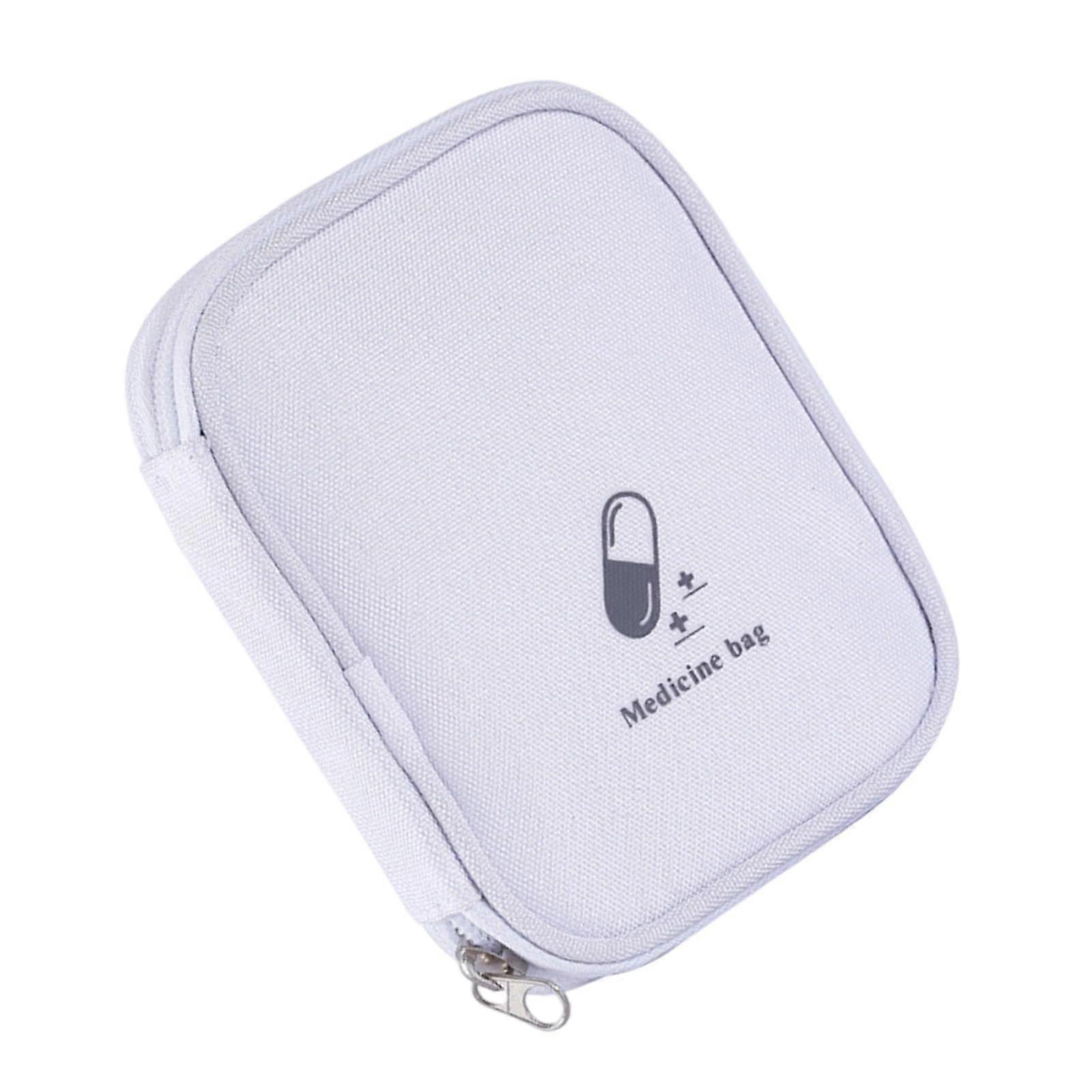 Portable Minis Firsts Aid Bag Empty Small Size Travel Pouch With Zipper Pocket For Pills Travel Or Home Use White