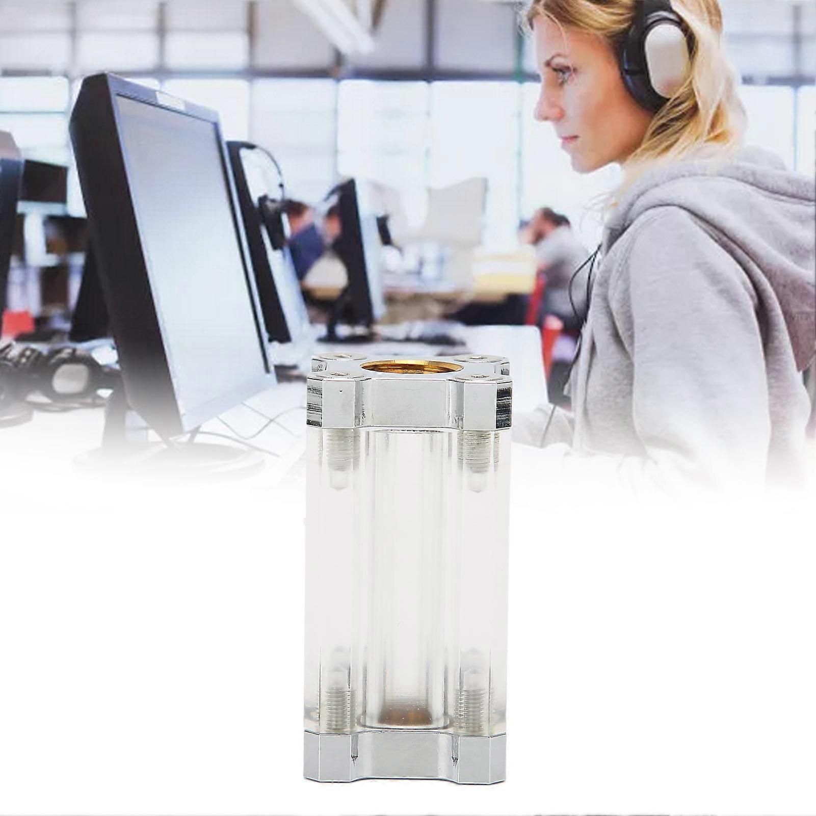 Water Cooling System Filter 40 Mesh Single Sided Filter Computer Water Cooling System Brass Acrylic G1/4 Thread Liquid Filter Silver 