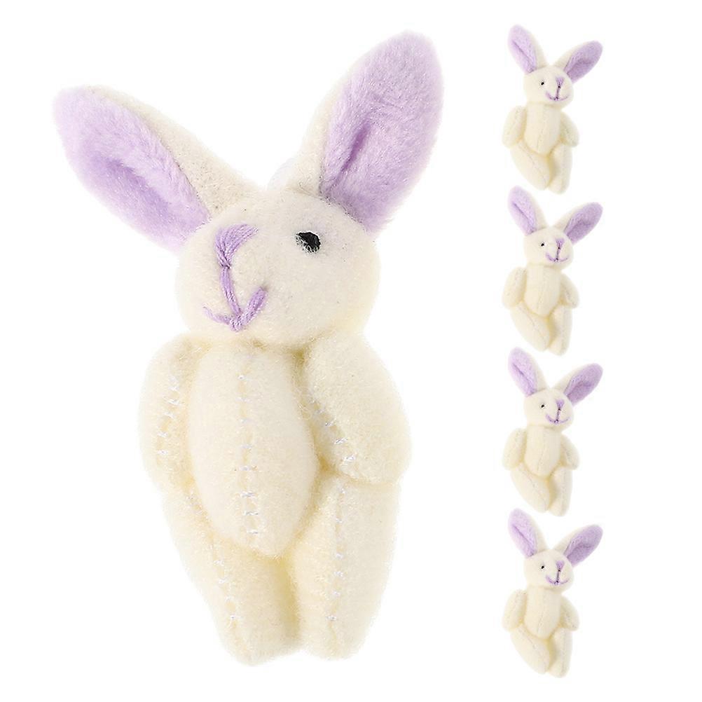 5個のミニぬいぐるみジョイントウサギぬいぐるみキーホルダーペンダントかわいい装飾、バックパック、パーティーの記念品、想像力豊かな遊び用