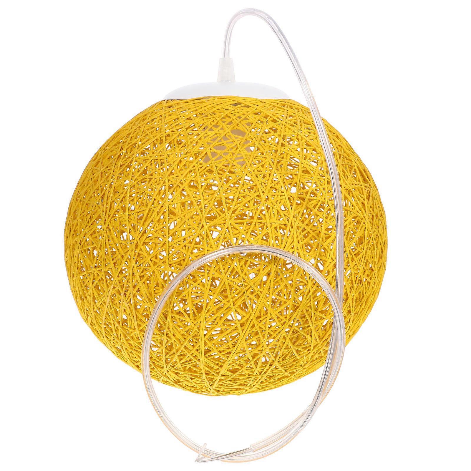 Yellow Synthetic Rattan Art Lampshade for Decor with Woven Design and Rustic Style Fits Various Scenes
