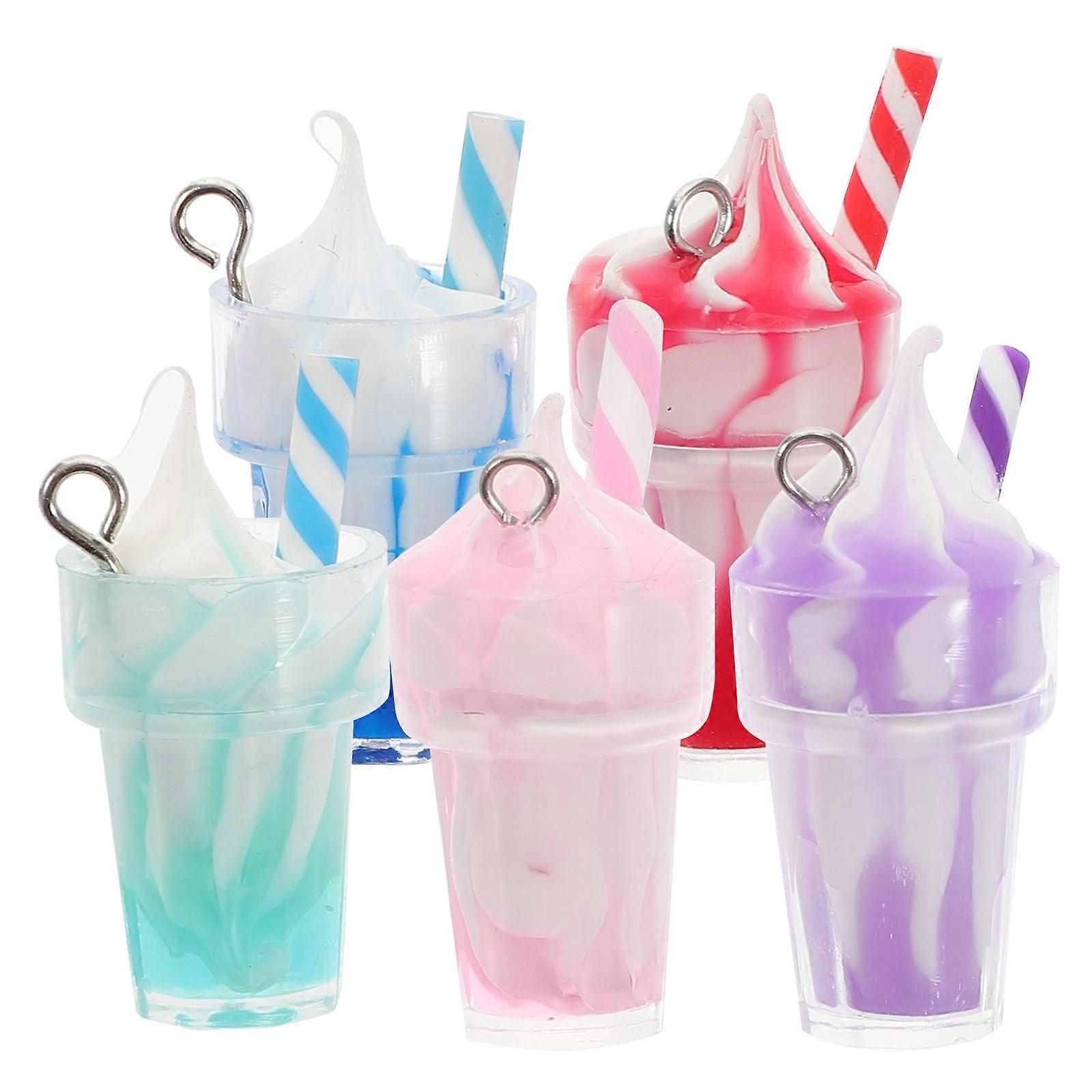10Pcs Mini Resin Ice Cream Cup Charms Assorted Color For DIY Projects Jewelry Making Crafts Ideas