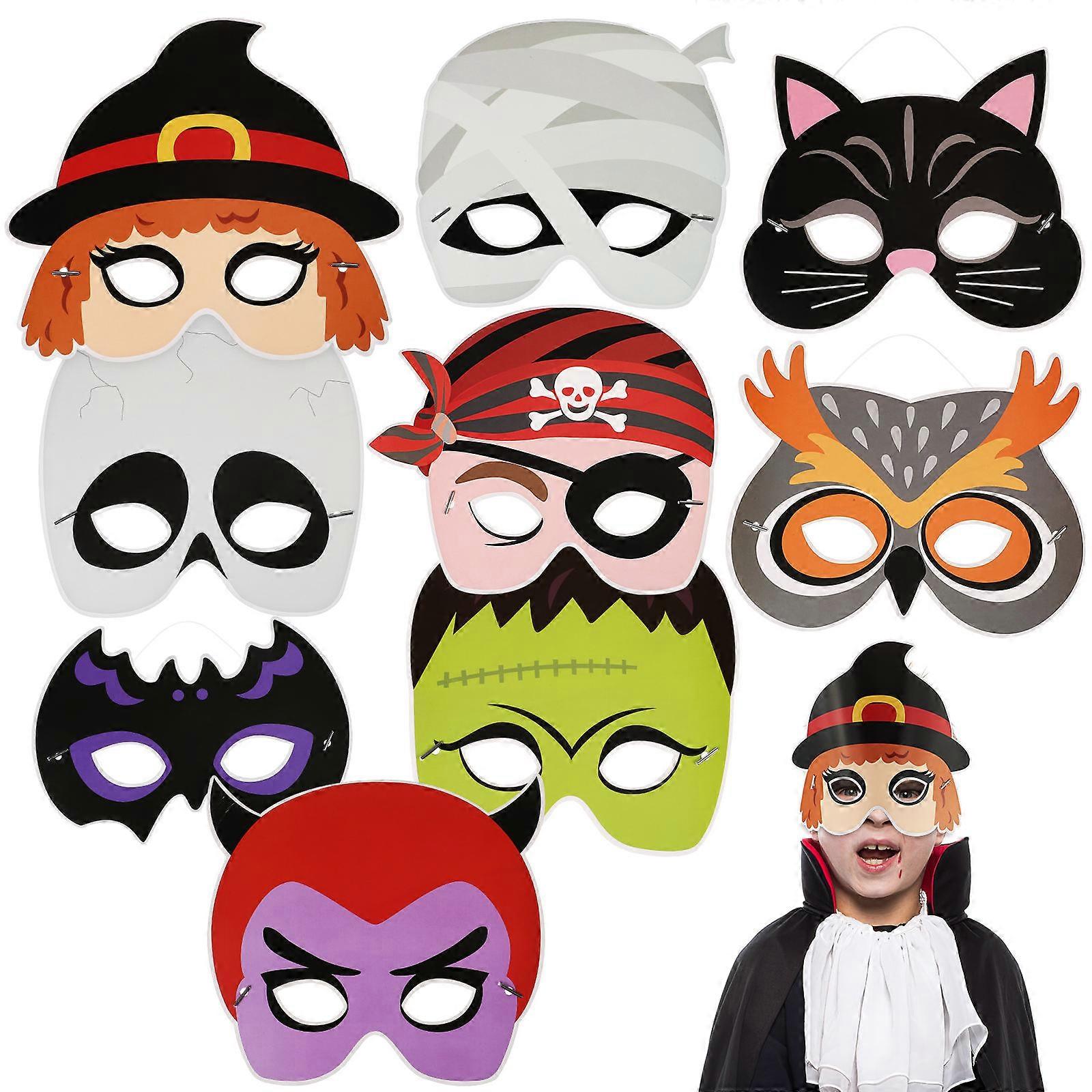 Creative Mask Set 9Pcs Assorted Color Masquerade Party Props For Adults Halloween Events