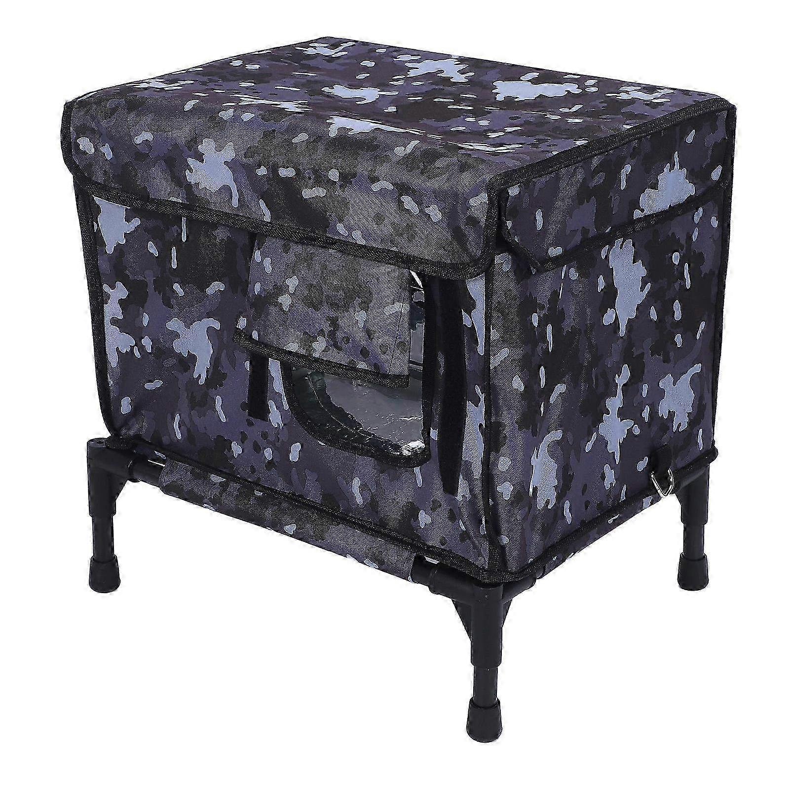 Heated Outdoor Cat House with Timer - Weatherproof Foldable Insulated Kitty Shelter for Winter, EU Plug 220V, Camouflage Design
