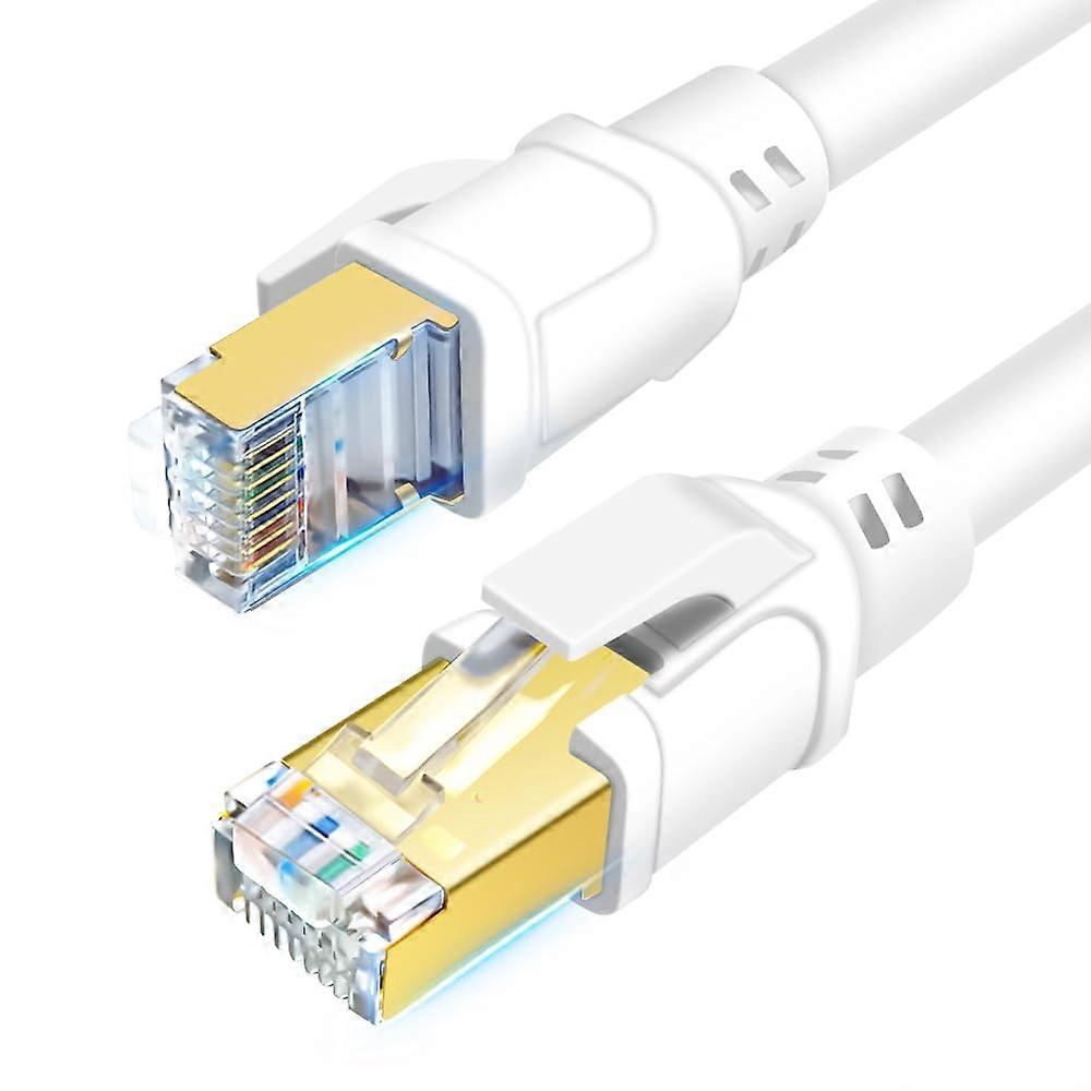 CAT8 Ethernet Cable 8m White, High-Speed Network Cable for Gaming, Streaming, and Data Transfer