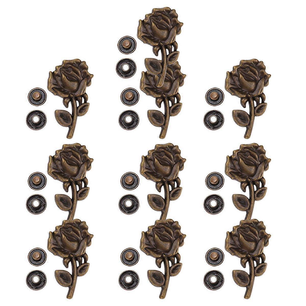 Retro Rose Style Snap Button Bag Buckle Fittings Clasp Set for Sewing Craft Projects 10 Sets Dark