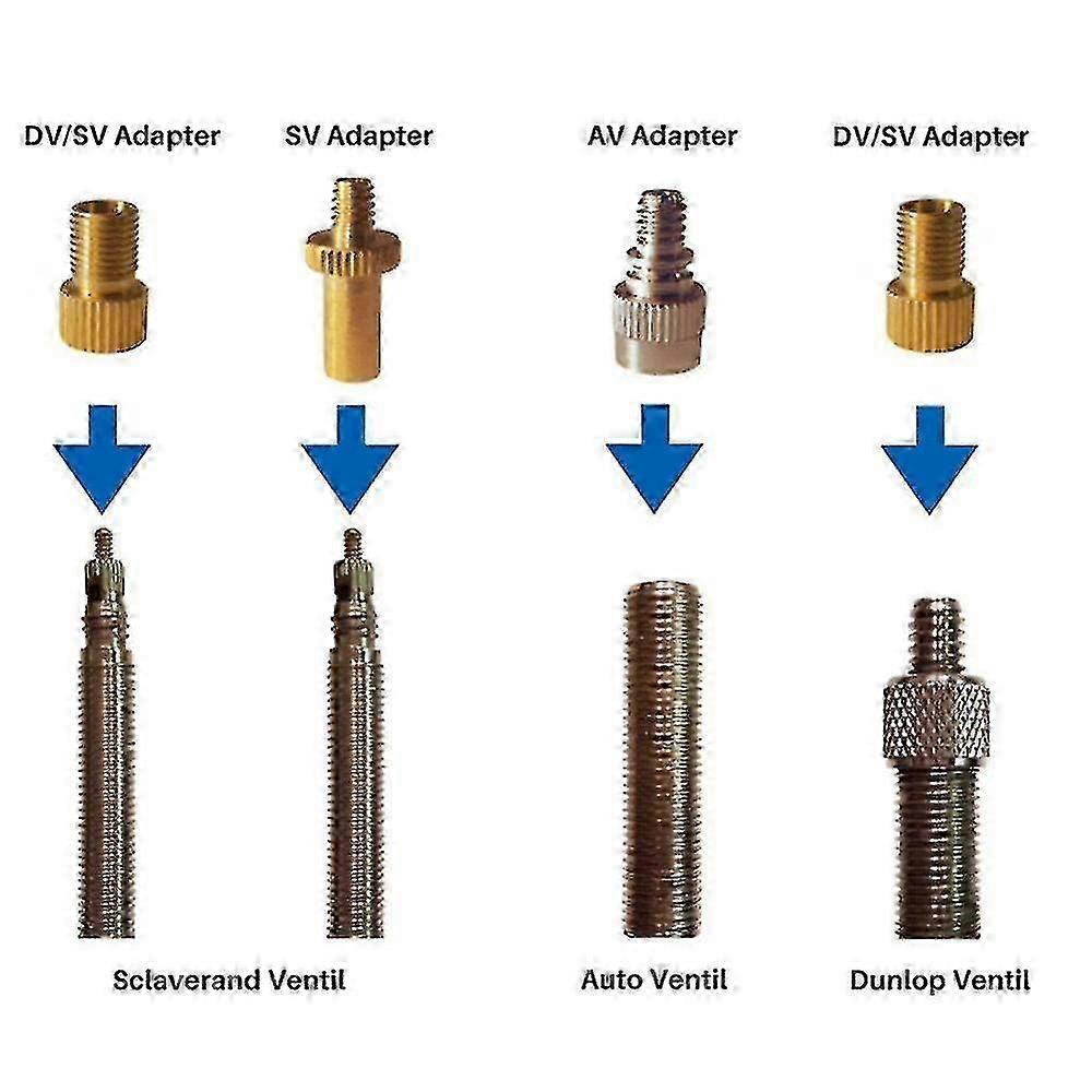 Inflator Pump Nozzle Kit - 10 Pcs for Road & Fixi Bicycles with Presta Schrader Valve Adaptors