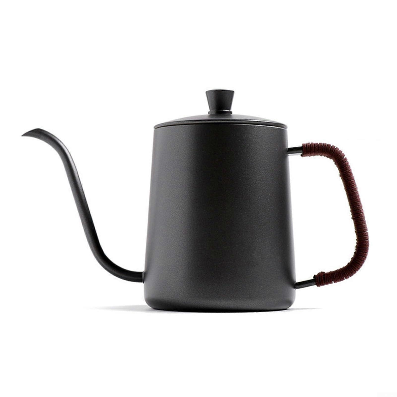 Practical stainless steel kettle for pouring coffee with smooth, ergonomic handle (black, 600 ml) black 600ml