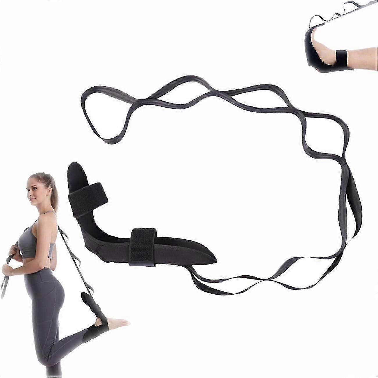 Izzila Stretching Strap with Loops, Yoga Stretch Strap, Fitness Stretch Band black