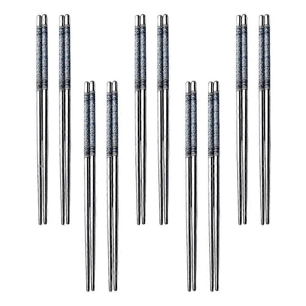 Non-Slip Steel Chopsticks For All Users Suitable For Daily Use In Elegant Silver Color 10 Pairs