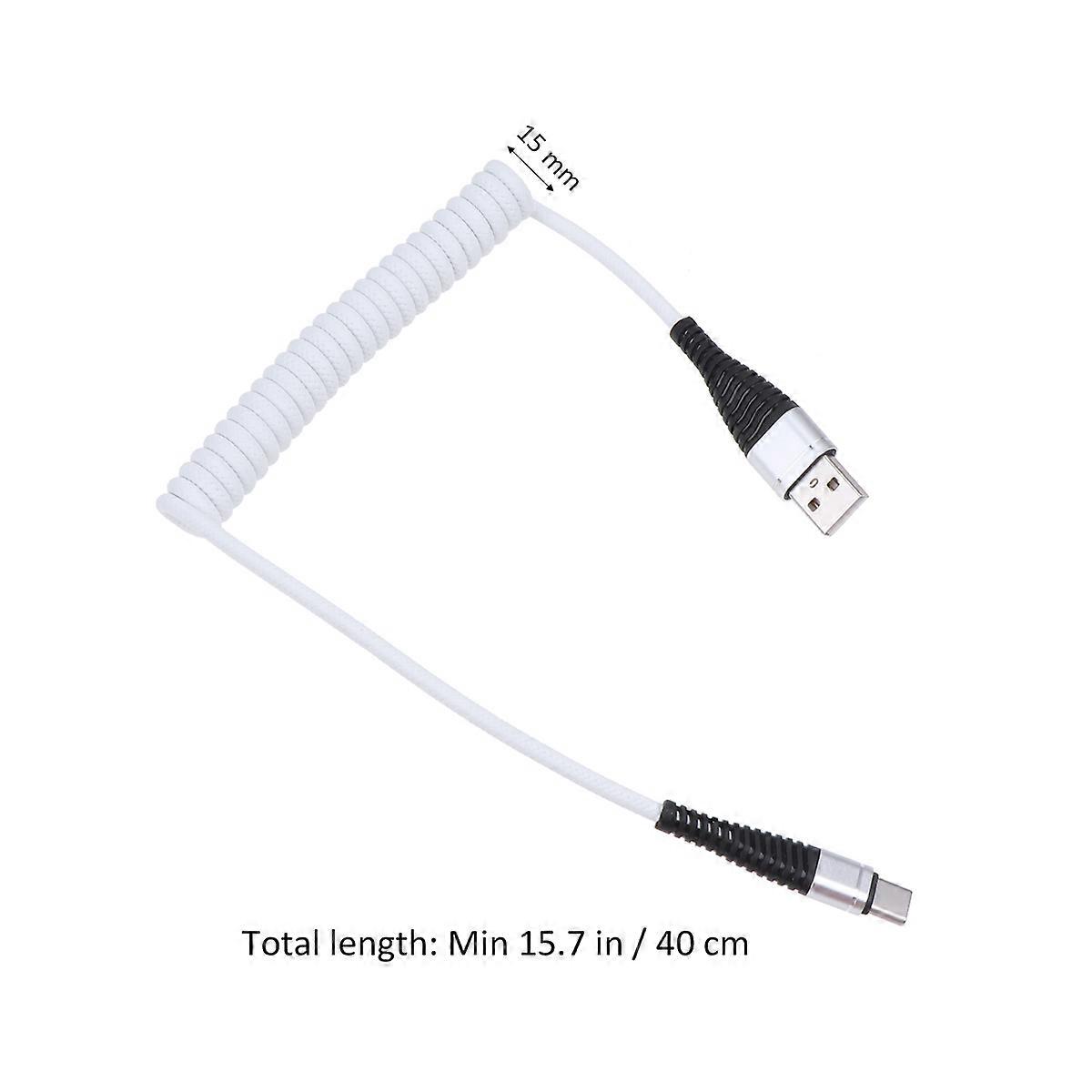 Retractable Cable for Charging Phone with Data Transmission Silver PU 6FT