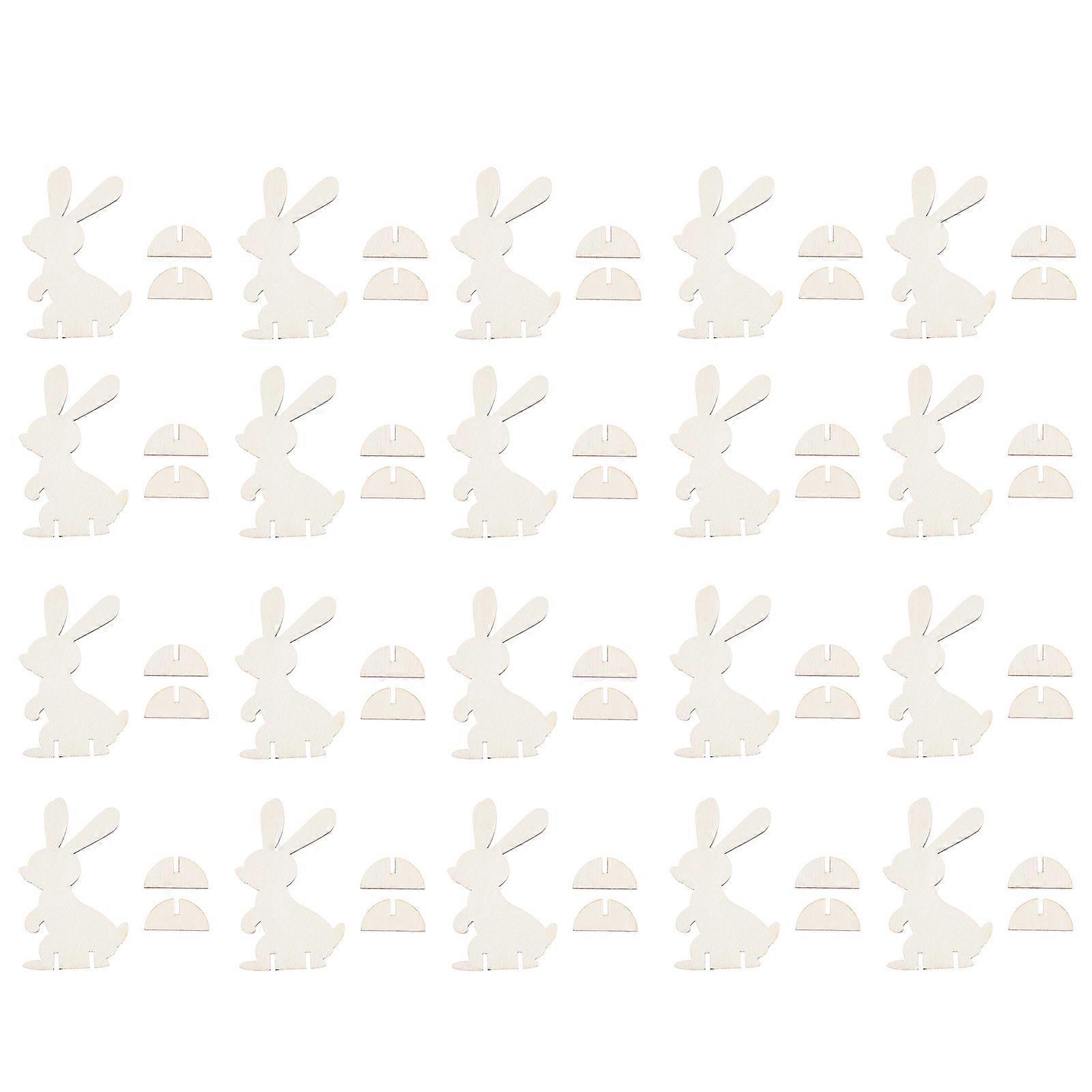 Wooden Easter Bunny DIY Decoration Kit – 20PCS Safe & Easy Paintable Rabbit Figurines for Easter Crafts, Party Decor & Festive Gift Ideas