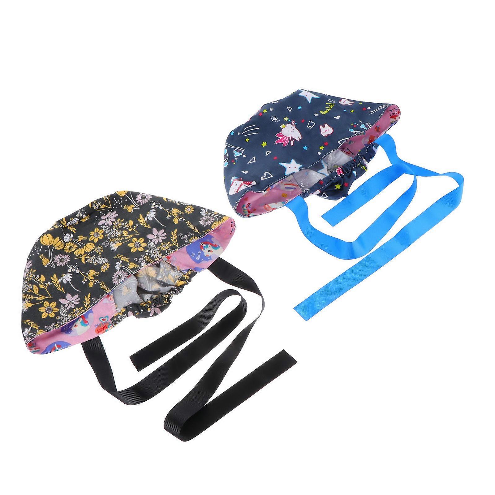 2Pcs Round Top Tie Back Hats Adorable Nursing Hair Caps Perfect For Medical Environment Comfortable Head Coverage