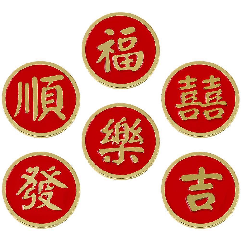 Elegant Lapel Brooch Pin 6Pcs Round Accessories For Children And Women 2.6X2.6cm Chinese Style Decorative
