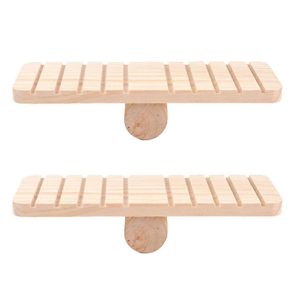 Wooden Hamster Seesaw 2pcs Pet Cage Small Animal Playground Exercise Chew Resistant Skill Developing Fun for Hamsters Gerbils Mice Rats