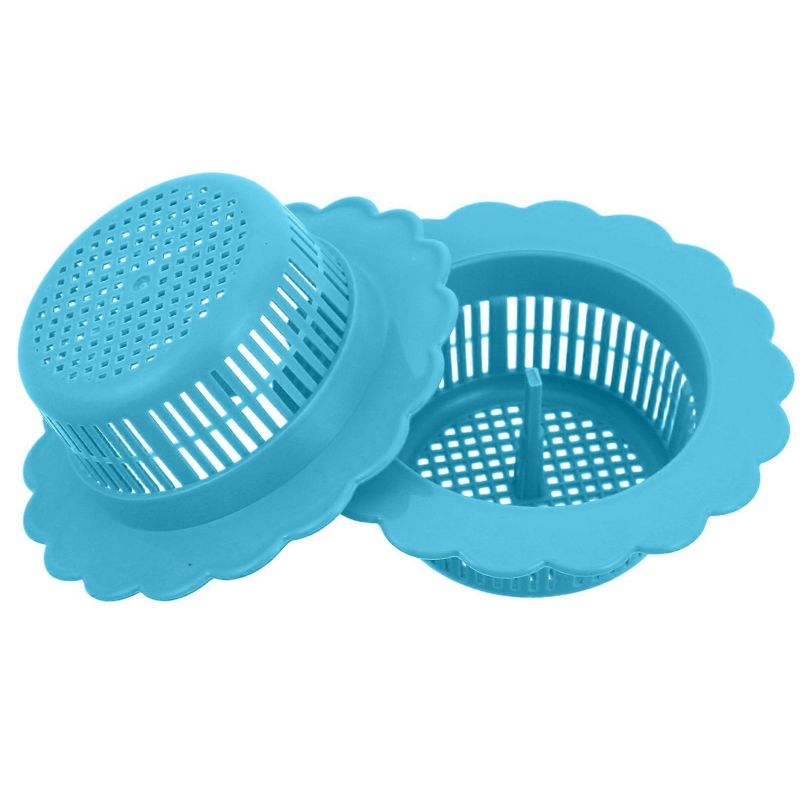 Kitchen Drain Strainer Basket For Home Sink Clog Prevention Blue Portable Design 2Pack