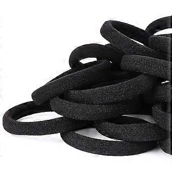 50er Pack schwarze Haargummis für Frauen - weiche nahtlose elastische Pferdeschwanzhalter für
