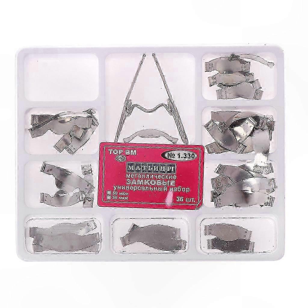 Dental Saddle Contoured Matrices for Universal Matrix Kits, 36 Pieces with Spring Clips