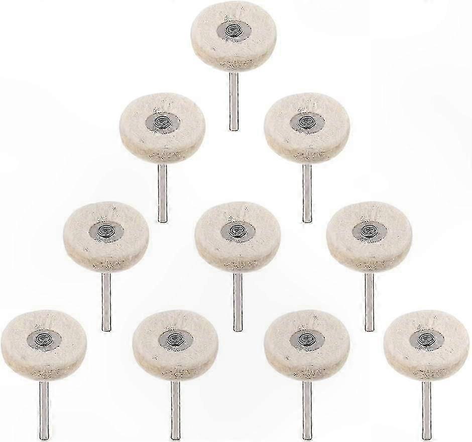 10-Pack 25mm Wool Felt Polishing Buffing Wheels for Rotary Tools with Handle