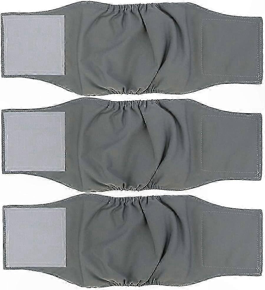 Reusable Dog Diapers - 3 Pack, Comfortable and Durable, Machine Washable, Gray