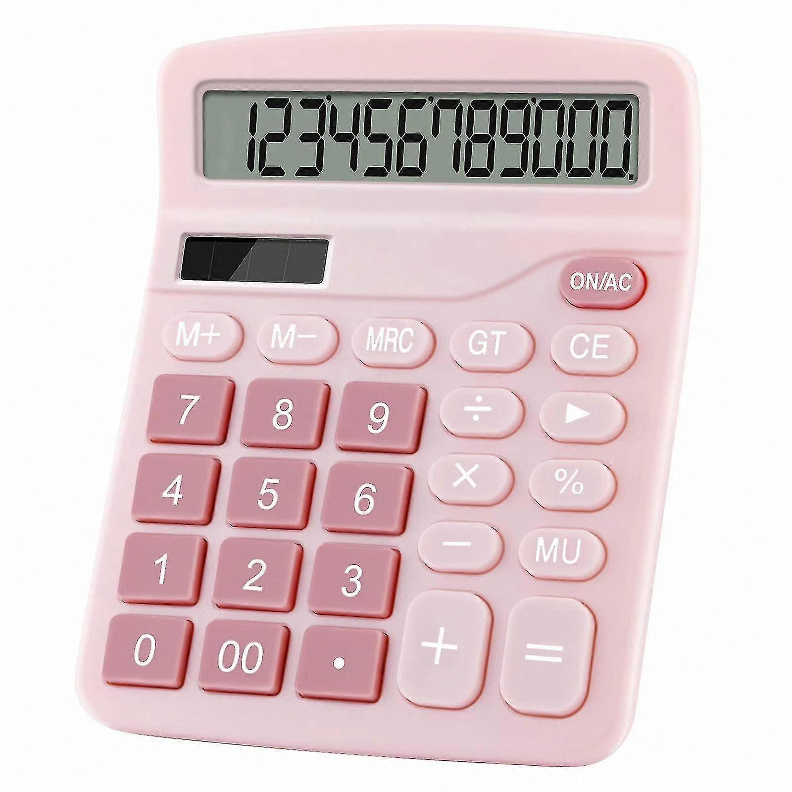 Pink Dual Power Basic Calculator for Office and Home Use