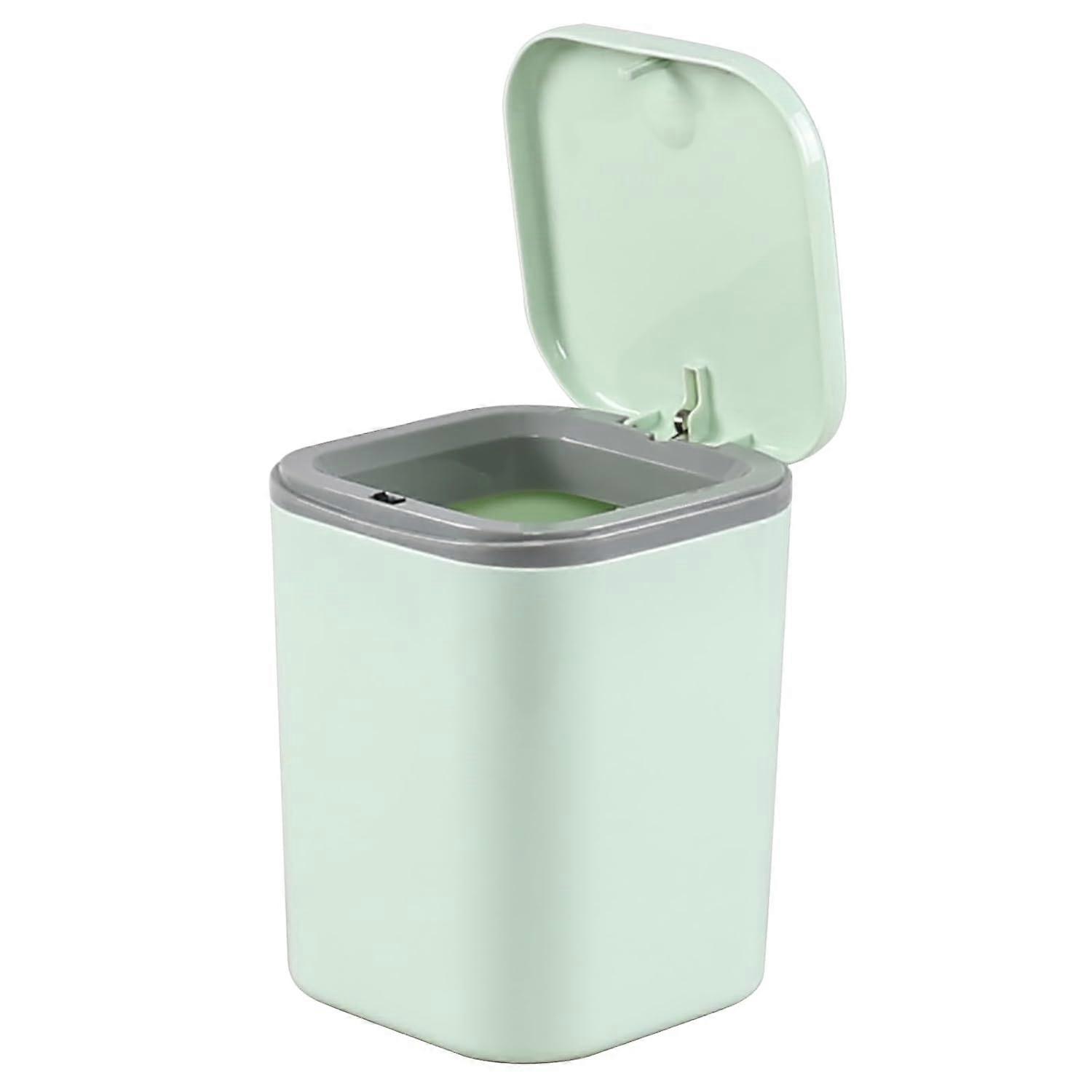 Plastic mini desktop trash can, miniature trash can with push-on lid