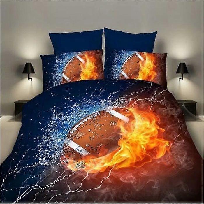 Duvet Cover and Pillowcase Bedding Set 3D Rugby Print Child Boy Youth 200x200cm