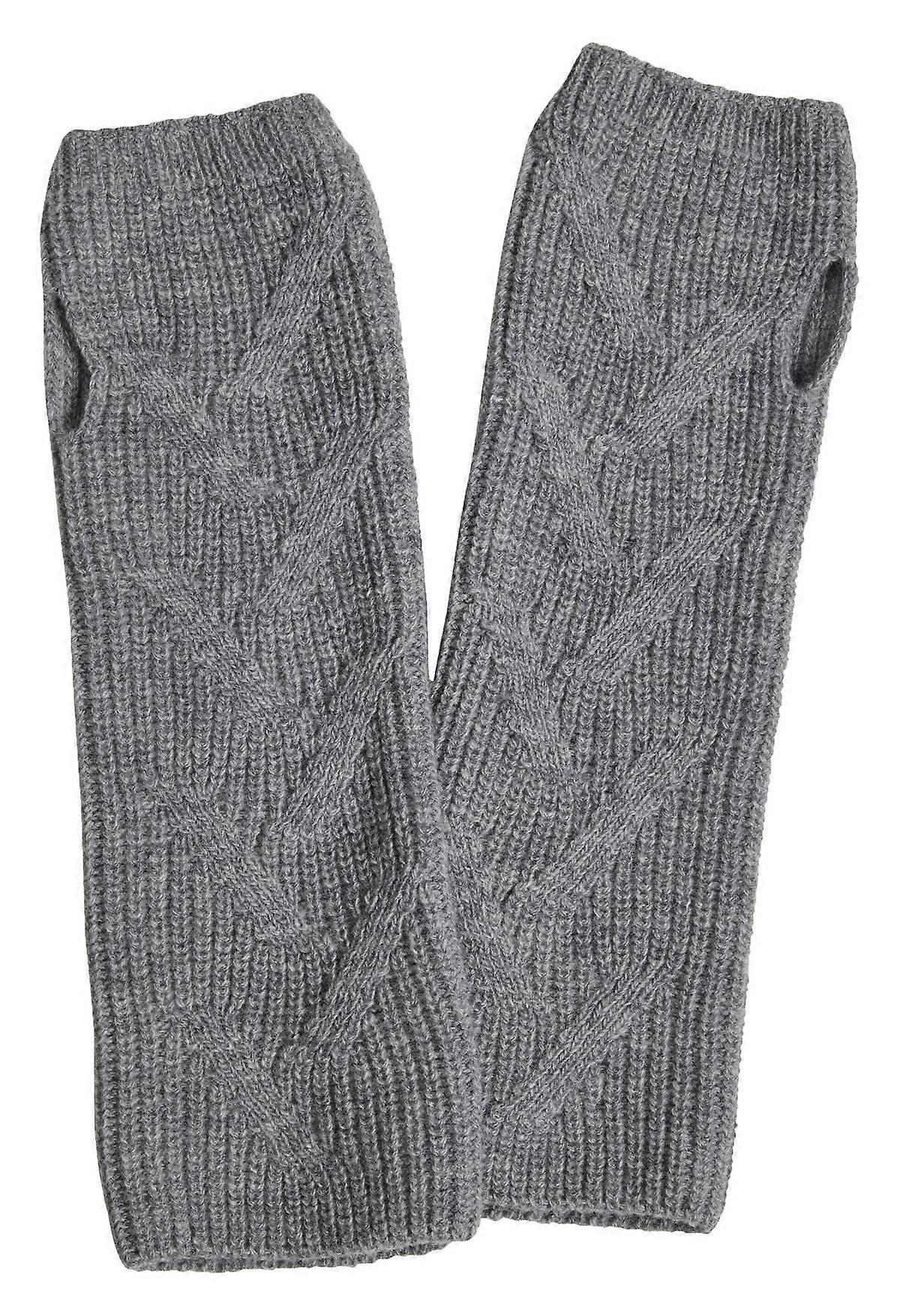 Falke Ribbed Lambswool Wristlet Gloves - Grey Mel