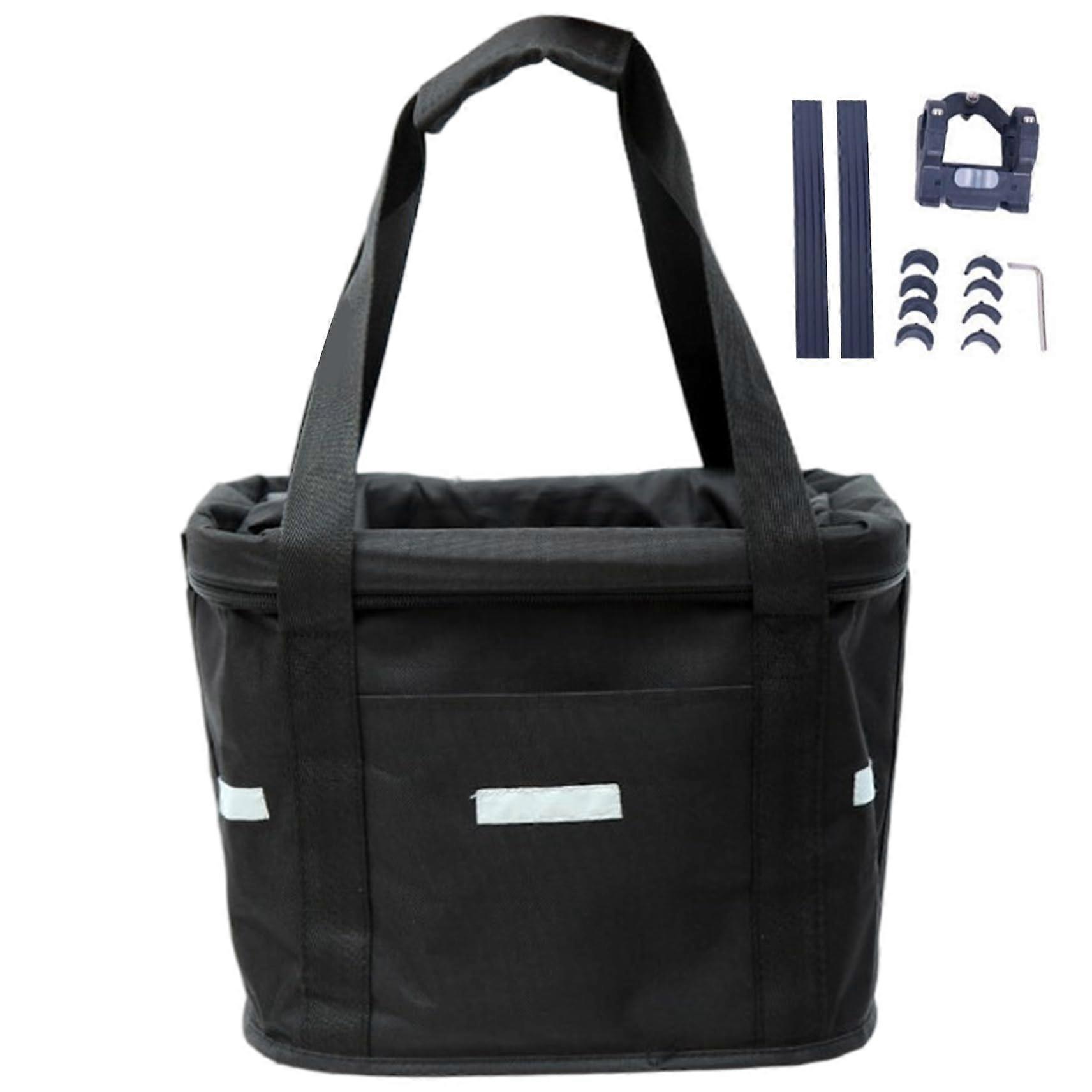 Bike Basket, 10kg Heavy-Duty Foldable Front Basket for Handlebar, Removable Dog Carrier, Machine Washable, Durable Design